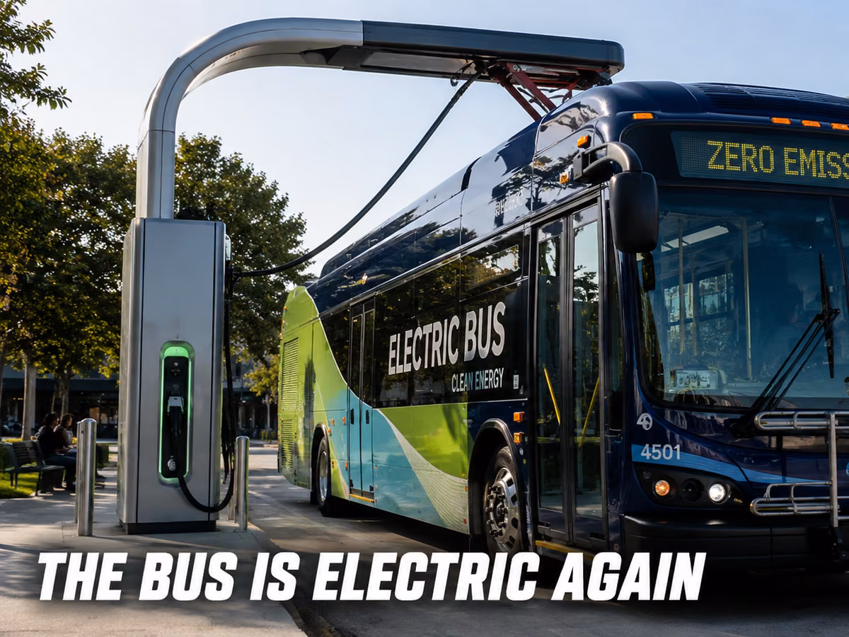 A modern electric transit bus marked Zero Emissions at a charging station