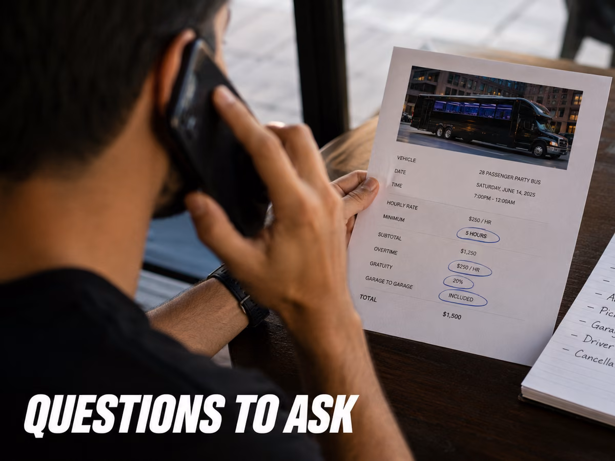 A person on the phone reading from a handwritten list of questions on a notepad.