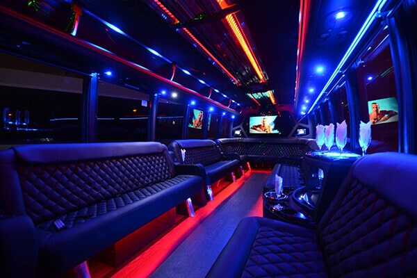 15 passenger party bus rental interior